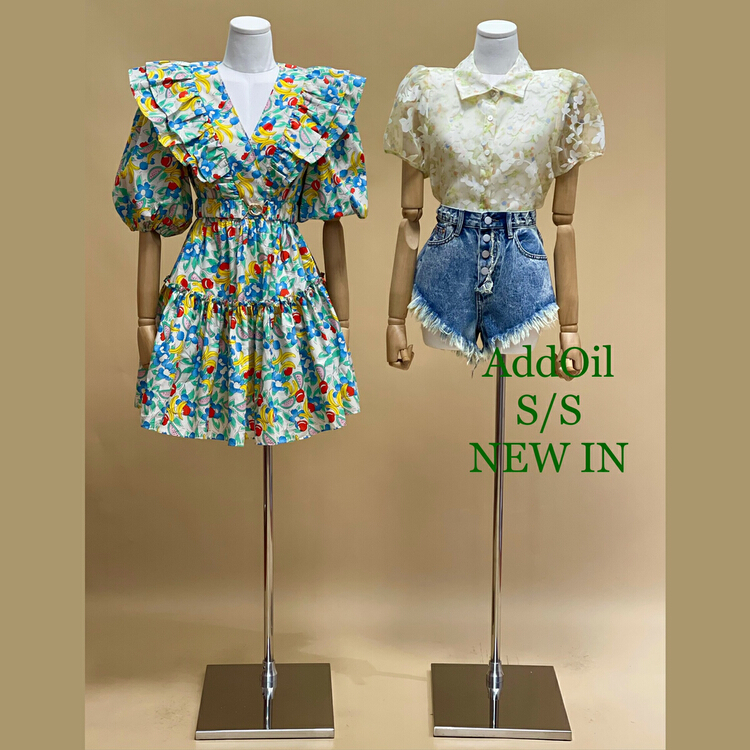 New in early summer! [addoil] V-neck floral dress (with belt) ys1-3013# zxl