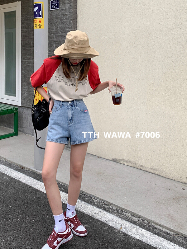 [Wawa] Korean casual and versatile design denim shorts 7006# ozq