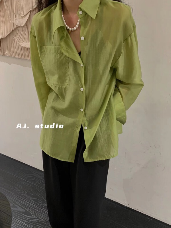 goods in stock! [aj.studio] single breasted comfortable Korean shirt 9186\ll