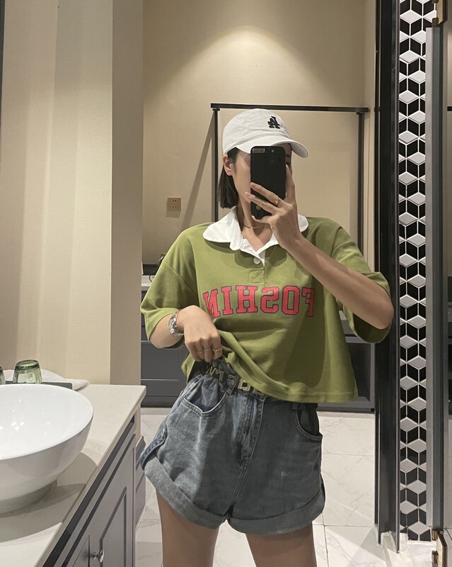 [b.boom] alphabet printed versatile polo shirt 2715# ozq