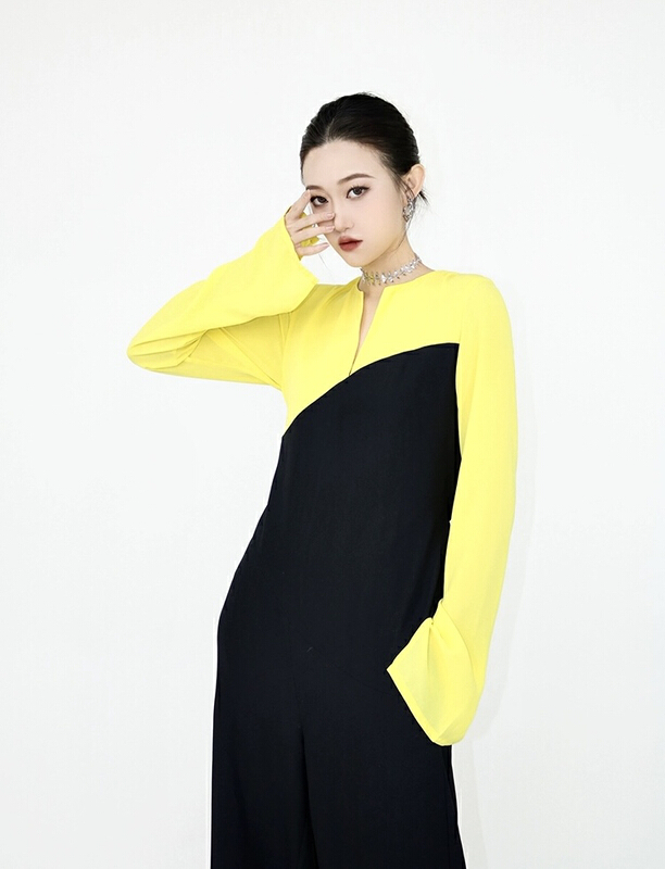 [AC] fashion casual color contrast splicing Jumpsuit 6854# JJ