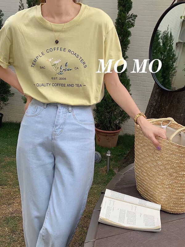 New in early summer! [Momo] simple casual letter printed short sleeve T-shirt 3828# HBx