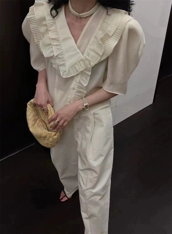 goods in stock! [yoyo youyou clothing] Korean version flounced and breasted short shirt 6932# XYJ