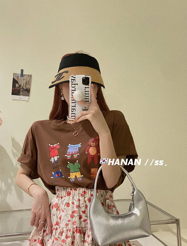 [Hanan] Korean versatile loose short sleeve T-shirt 6173# LSL