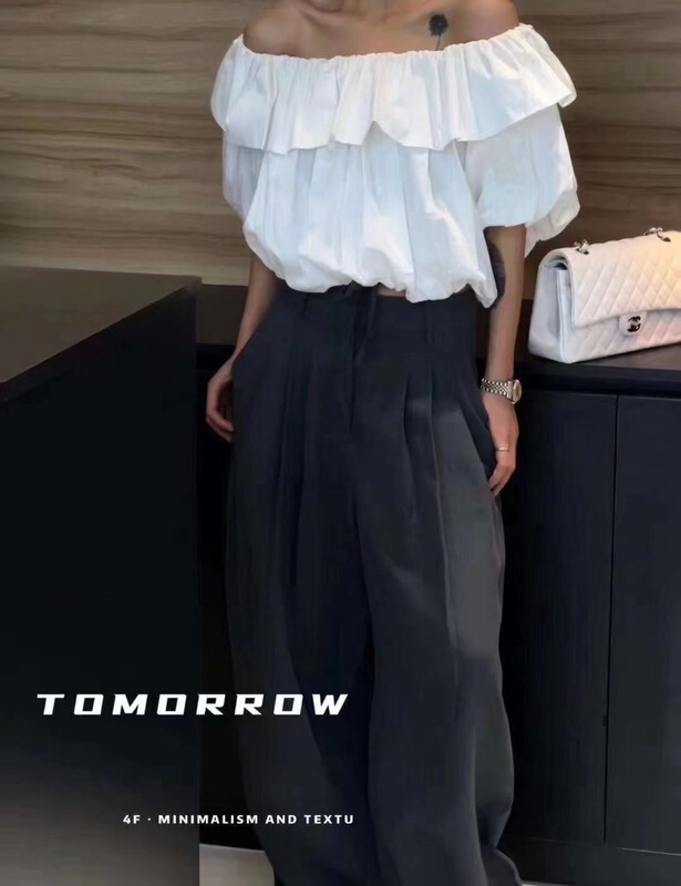 [77. Studio] Korean ruffled solid color pleated blouse 0176# WTT