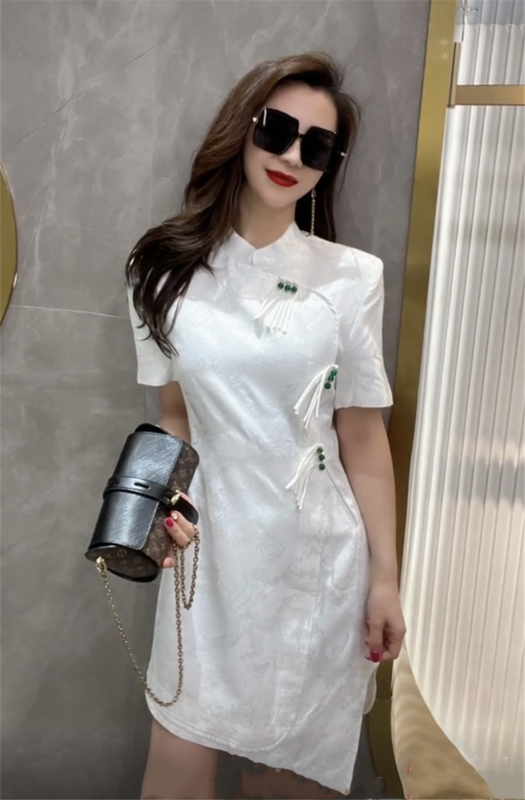 New in early summer! [Torreya grandis] Chinese style vertical collar coil buckle cheongsam dress 6106# JJ