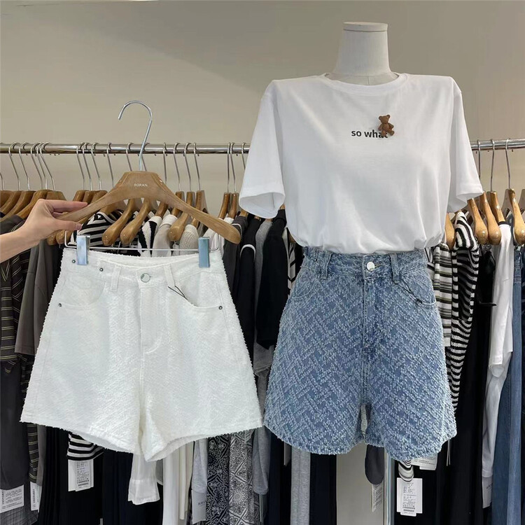 [Boran · Boran] color blocking and aging trend, skinny denim shorts 22b7269# LSW
