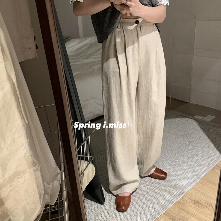 New year in early spring! [Imiss] linen floor mop solid color trousers cx6235# LSW