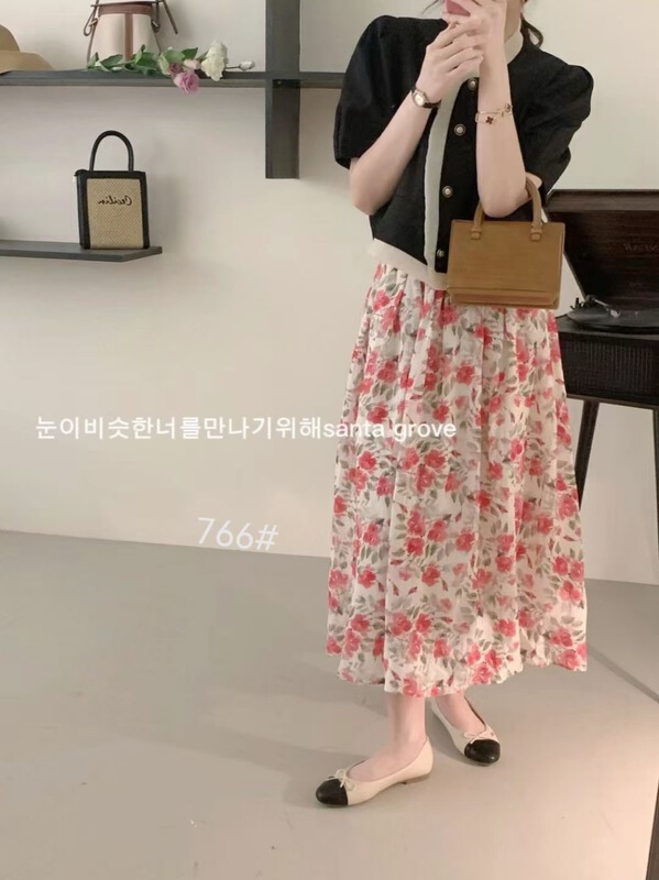 "Shangpin thousands" Korean fashion lady floral skirt 76 6 months flower# HJY