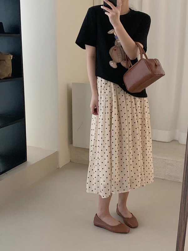 [Gu Wan] wave point flocking shows thin, versatile skirt 5586# zxx