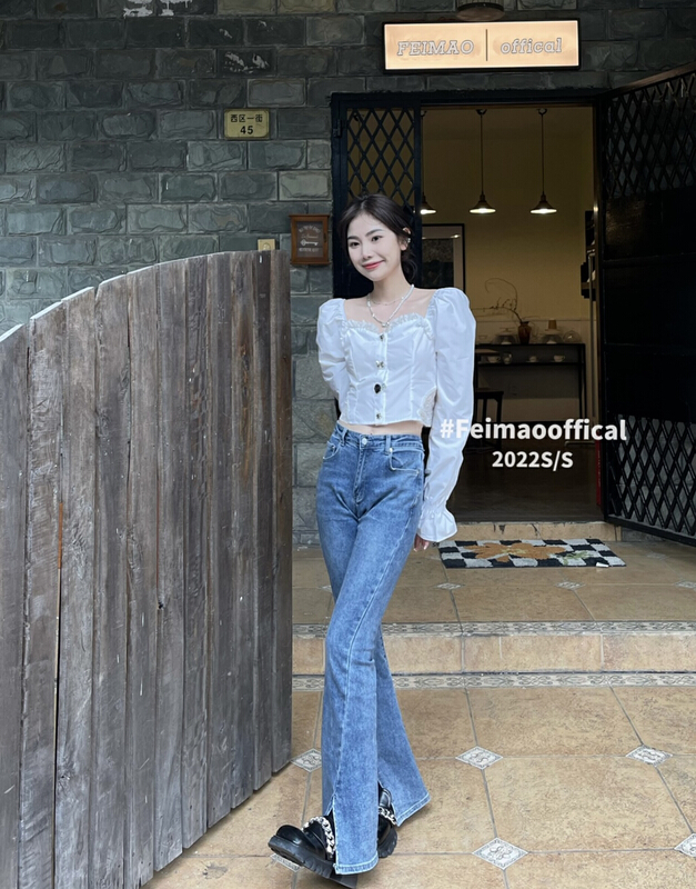 New year in early spring! [Feimao Philippine cat] temperament versatile slim fitting jeans ym-9521# LSL