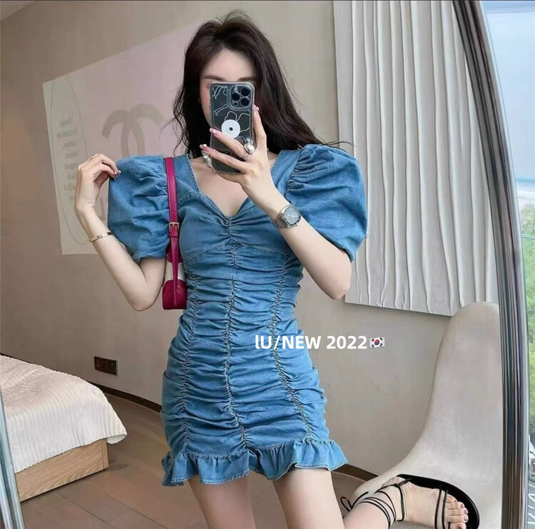 [IU] sexy V-neck pleated skirt dress 6779# WPL