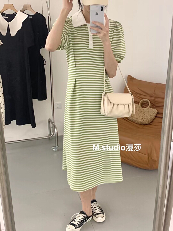 [MSTUDIO MANSA] Korean thin striped dress t028# ll
