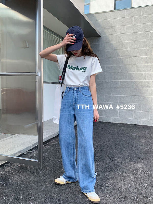 New year in early spring! [Wawa] Korean loose vertical straight jeans 5236# XYJ