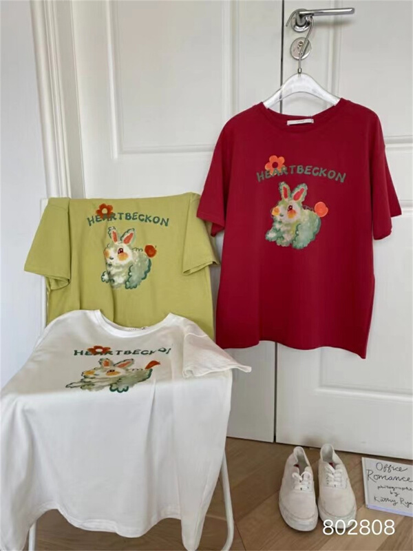 New in early summer! [June] Korean rabbit print short sleeve T-shirt 802808# XYY