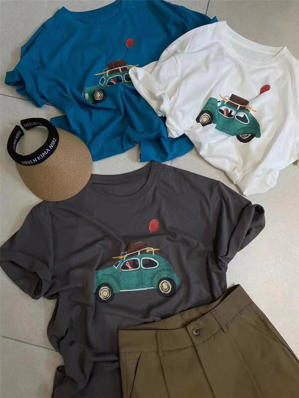 [Naikan Nik] auto print loose short sleeve T-shirt 9633# lwy