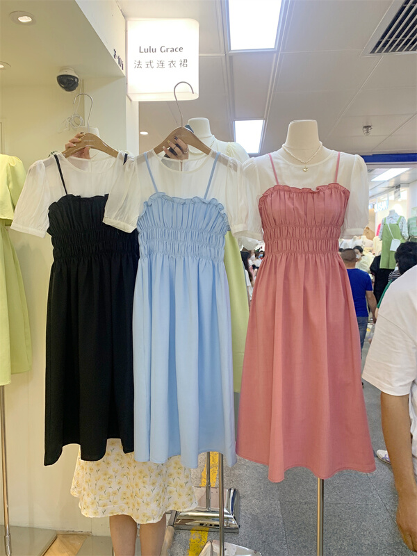 [Lulu grace] crew neck color blocking slim dress 6356# zjy