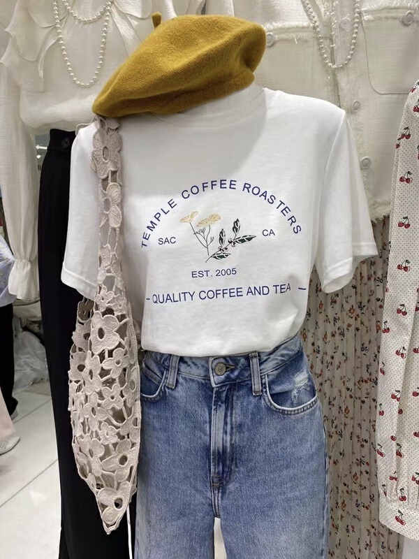 [chuu] Korean loose letter versatile short sleeve T-shirt 61109# HBx
