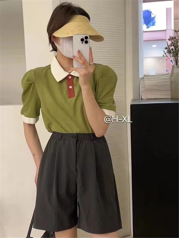 【H-XL】撞色polo領百搭小衫  3510#  XYY