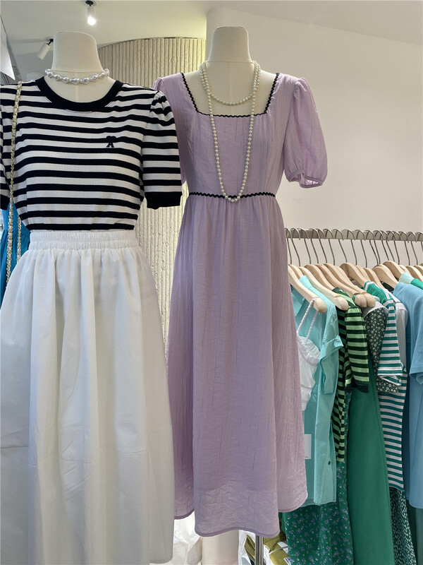[hi candy] Korean color blocking Pleated Dress 9099# lwy