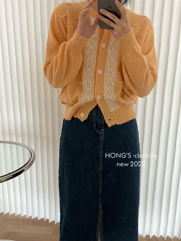 New year in early spring! [Hong's] color blocking fashion Korean knitted cardigan ys1-3033# ll