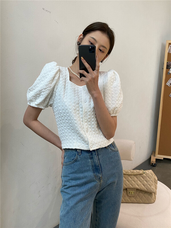 [modern 197] solid short sleeve button up shirt 0032# hyy