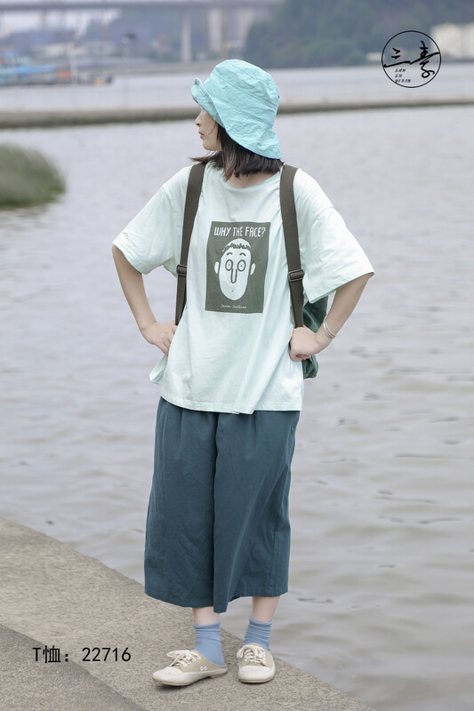 [original of three plain clothes] simple and loose Large Print short sleeve T-shirt 22716# XYJ