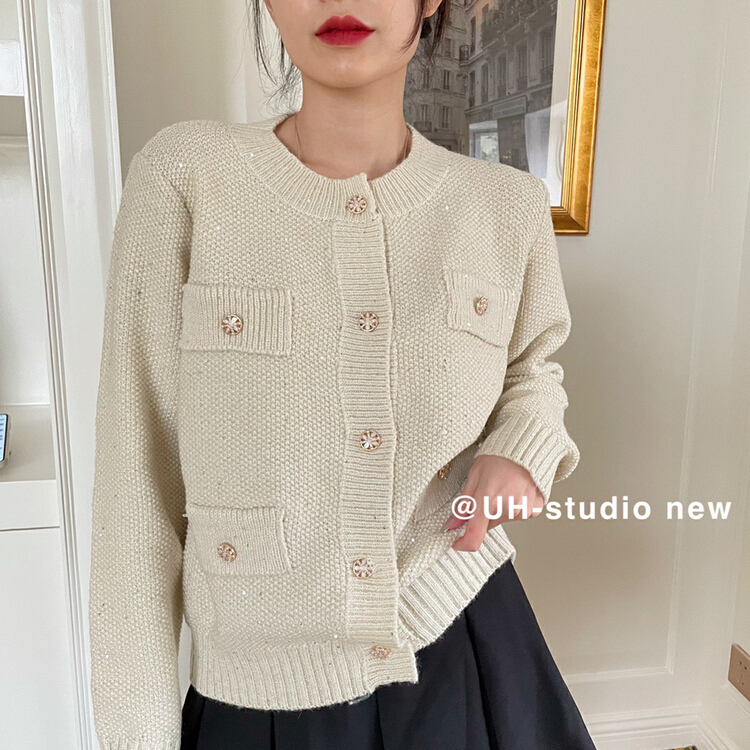 New year in early spring! [uh] Sequin annual dress Korean little sister knitted cardigan 7210# hjy