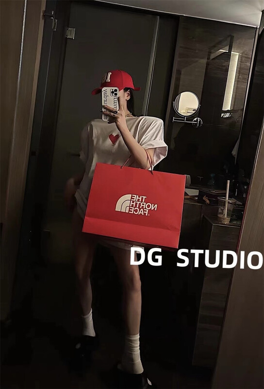 [DG] shoulder pad large heart print short sleeve T-shirt 8105# XJ