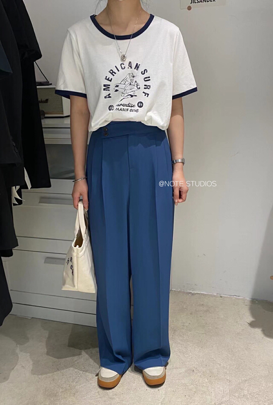 goods in stock! [note] Korean version ins loose and versatile high waist slim trousers 22191# HBx