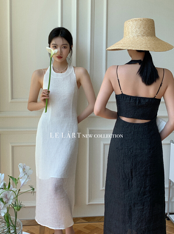 [le lart] high fashion French pure style design feeling backless sleeveless dress ll2821# XYJ