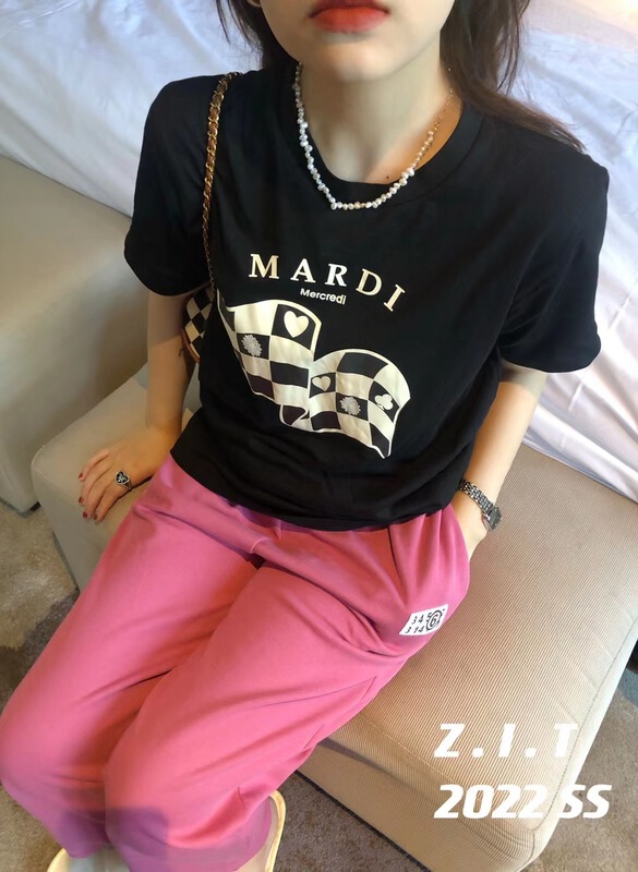 New year in early spring! [z.i.t] Korean alphabet printed short sleeve T-shirt ts2211# zxl