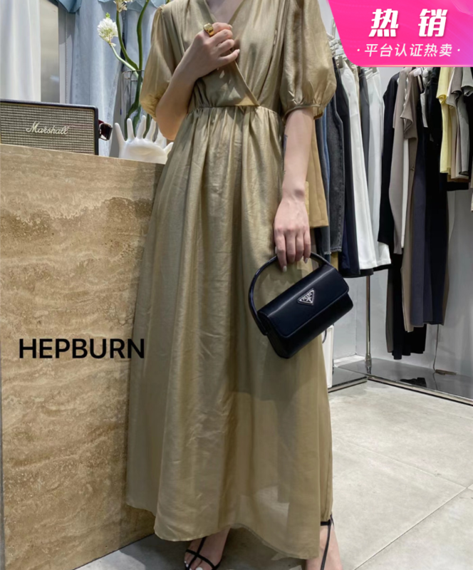 早春上新!【HEPBURN 赫本】高級感交叉時尚連衣裙  3563#  L