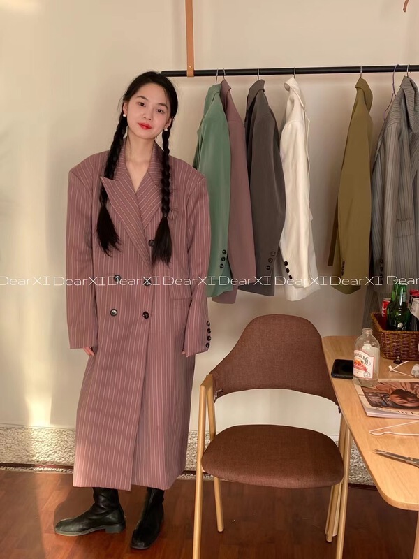 goods in stock! New year in early spring! [far. Xi] striped loose double breasted Vintage suit 1035# LSW