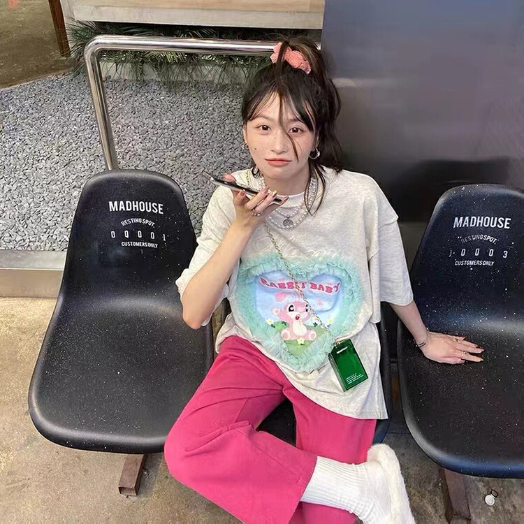 [JX] design sense of love lace rabbit short sleeve T-shirt (excluding matching) 1081# WTT