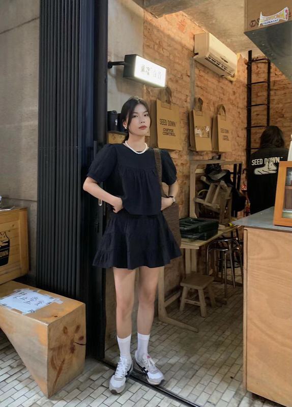 [toward front] elastic waist versatile slim skirt w6157# zxl