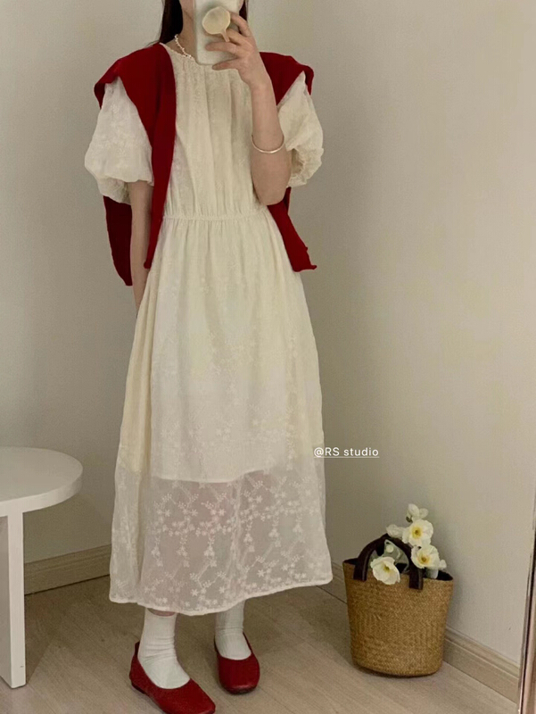 "RS" exquisite round neck lace temperament dress RS1959# XYY