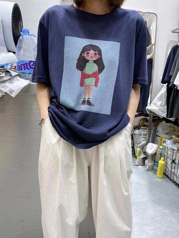 [two percent] cute girl print short sleeve T-shirt 1008\lsl