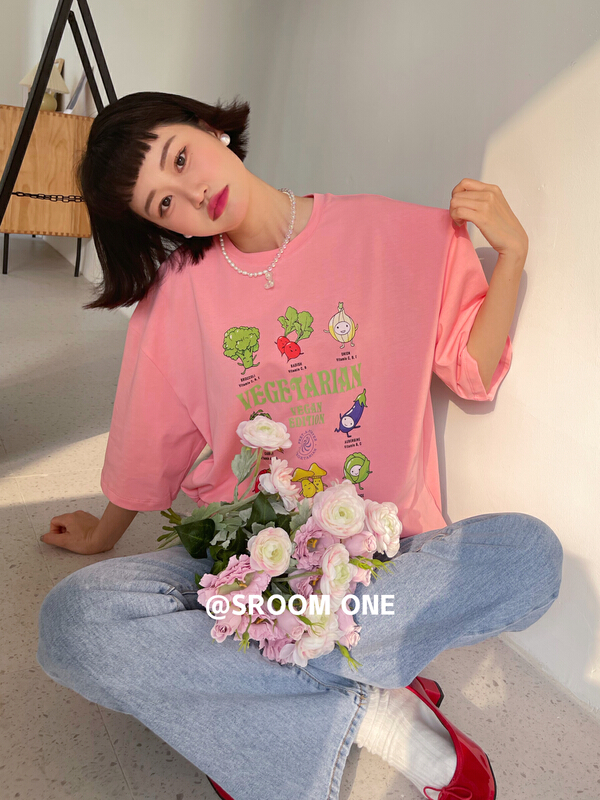 New year in early spring! [s.room] Korean round neck fashion short sleeve T-shirt l9288# LSL