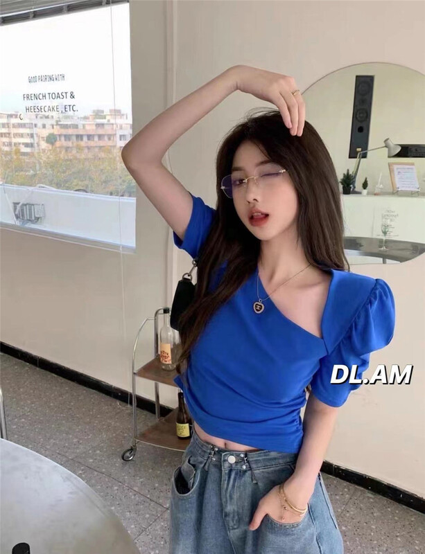 [dl. Am] Korean fashion bubble sleeve slim shirt 280# WPL