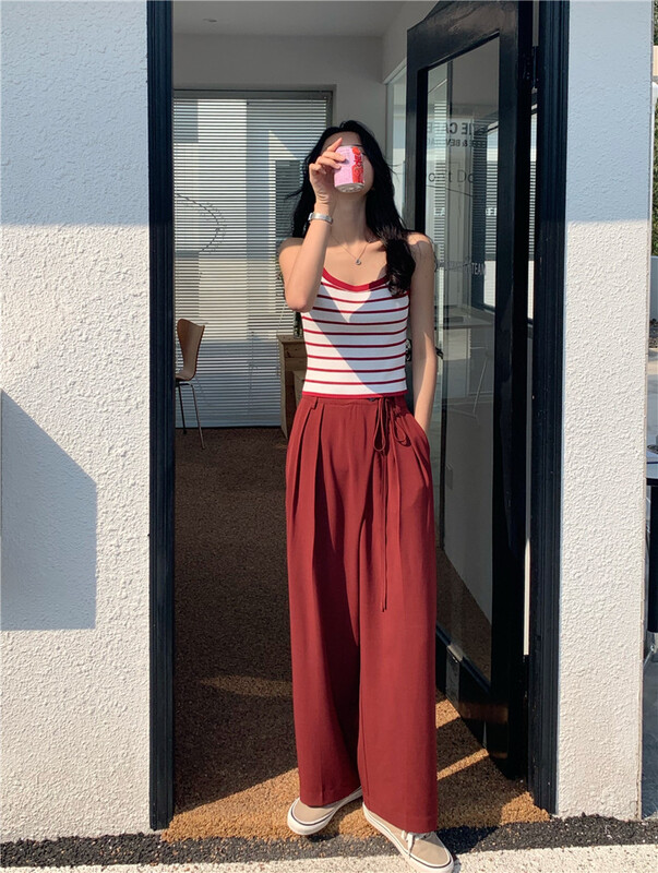 [Linai] Korean style straight tube versatile loose casual pants 222u038# zxx