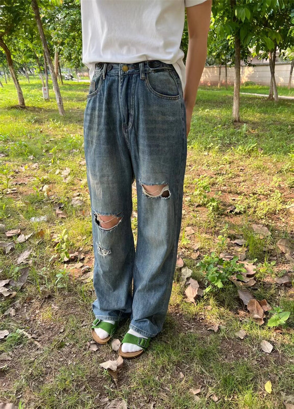 [Chen] Korean loose casual ripped jeans 6779# cqw