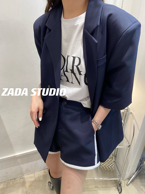 In early summer! [Zada] Korean fashion double breasted short sleeve suit + loose trousers suit 3236\wtt