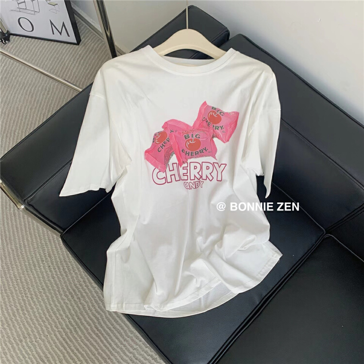 New in early summer! [Bonnie] graphic print loose short sleeve T-shirt 2283# XYJ