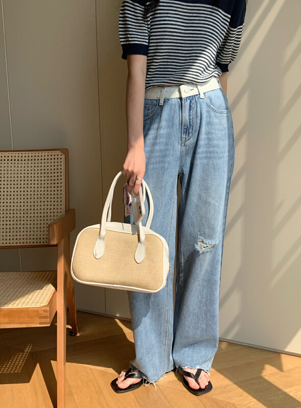 [meet me] Korean versatile wide leg jeans 81071# ll