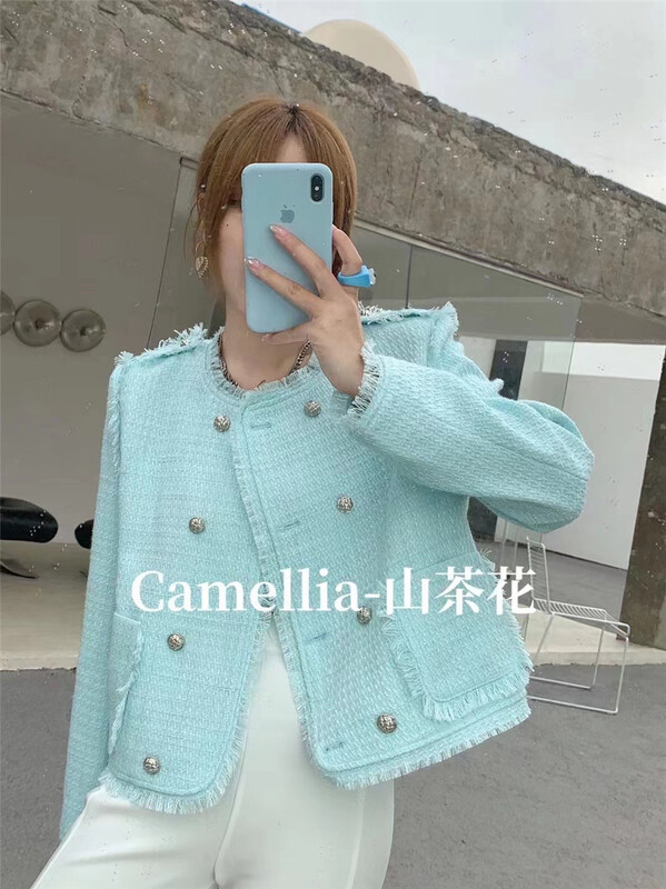 New year in early spring! [Camelia] temperament tassel edge double pocket short coat 9512# hjy