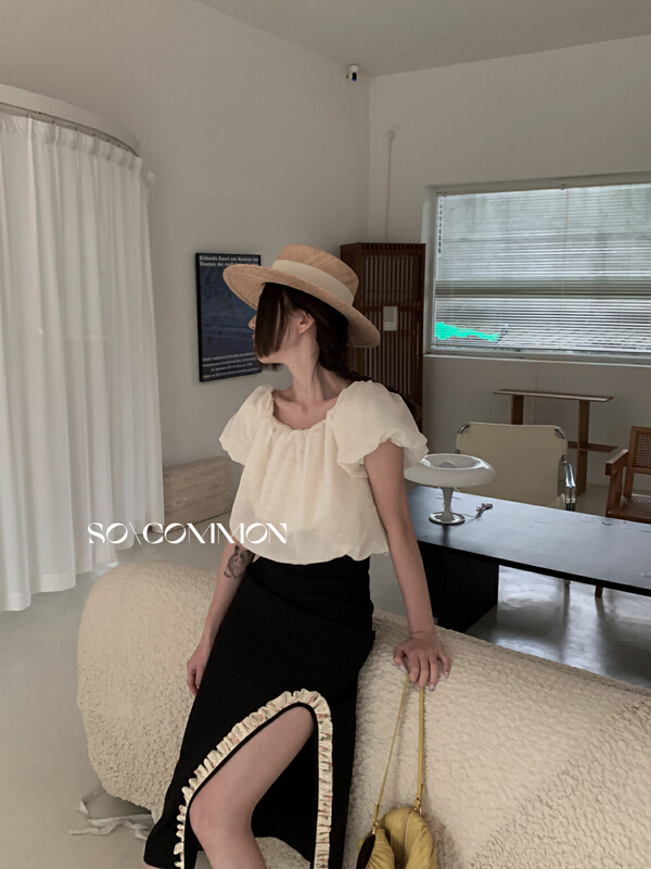 [CZ Zhang] off shoulder solid color versatile shirt 62397 \xyj