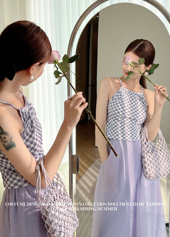 New in early summer! [tabmini] simple and versatile Plaid vest / sling x19125# WPL