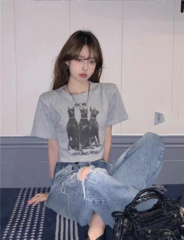 [[top]] hot girl European and American style short ins short sleeve T-shirt ys1-7029# zjy