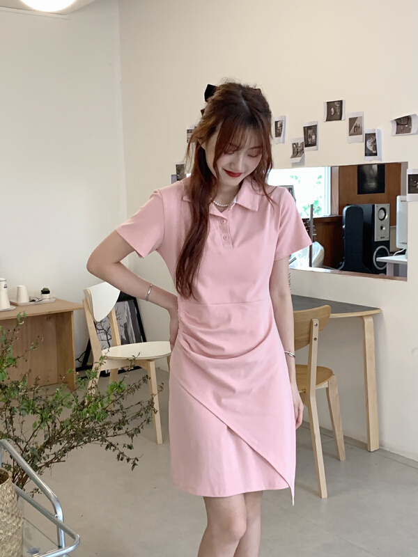 [as] pleated design, slim dress a6561# hjy